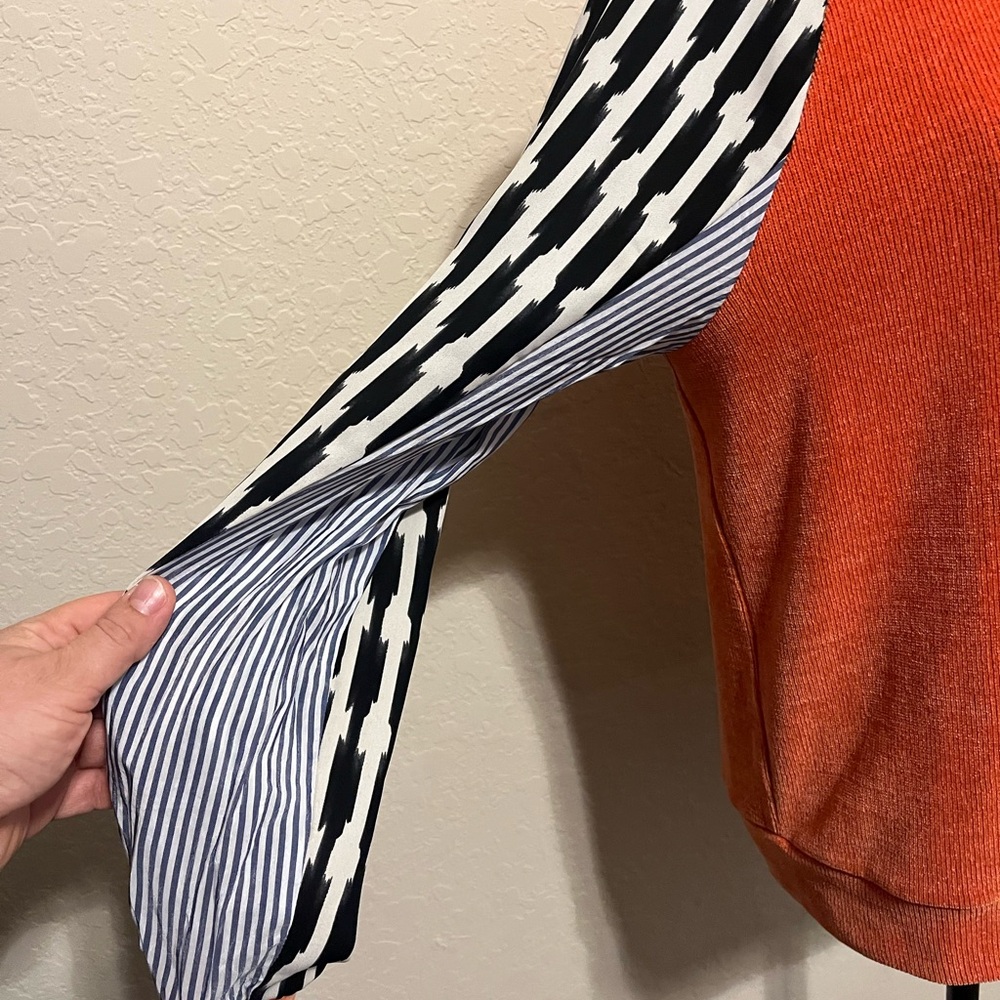 Thml Patterned Light-Weight Mixed Material Sweate… - image 3